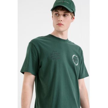 Tricou cu imprimeu grafic pe partea din spate - Verde inchis