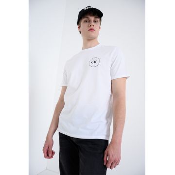 Tricou de bumbac cu buzunar pe piept - Alb