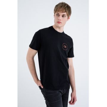 Tricou de bumbac cu buzunar pe piept - Negru