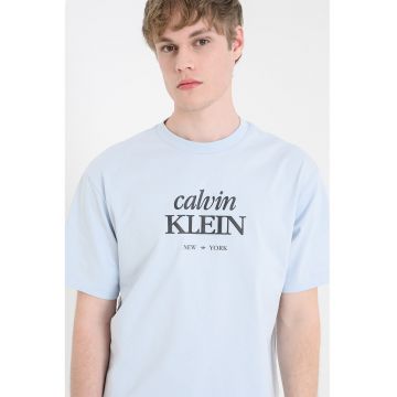 Tricou de bumbac cu imprimeu logo - Albastru glaciar