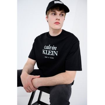 Tricou de bumbac cu imprimeu logo - Negru