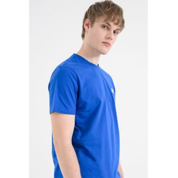 Tricou de bumbac cu logo - Albastru inchis