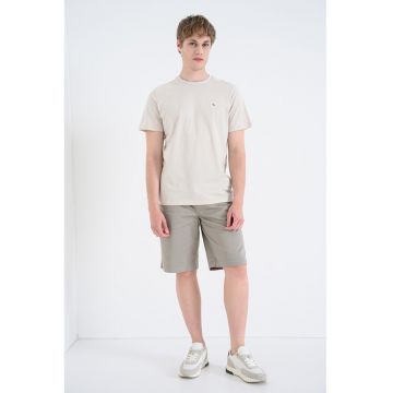 Tricou de bumbac cu logo - Bej deschis