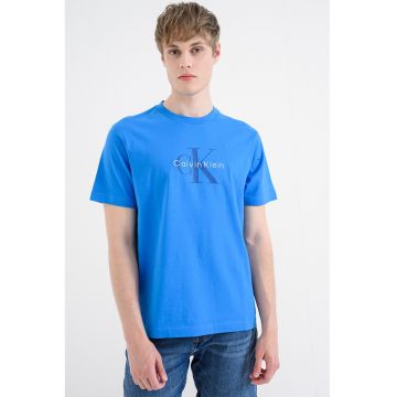 Tricou din bumbac cu imprimeu logo - Albastru
