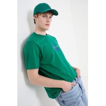 Tricou din bumbac cu imprimeu logo - Verde iarba