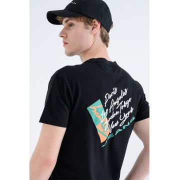 Tricou din bumbac cu model grafic - Negru