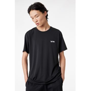 Tricou lejer cu imprimeu pe spate - Negru