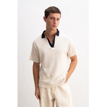 Tricou polo  Comfort Fit - elastic - natural - 50% bumbac - 50% poliester