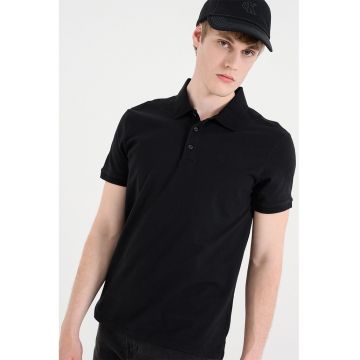 Tricou polo de bumbac - Negru