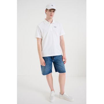 Tricou polo lejer din bumbac pique - Alb