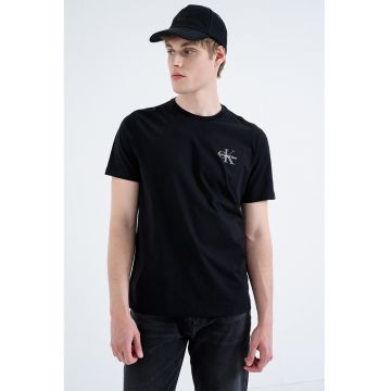 Tricou regular fit cu imprimeu logo - Negru