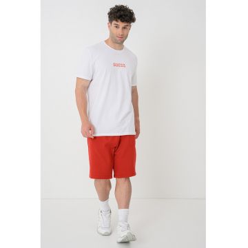Tricou slim fit cu imprimeu logo - Rosu/Alb