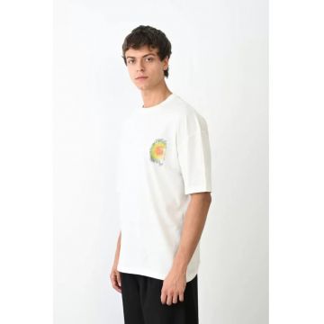 Tricou supradimensionat -  alb - bumbac - poliester - elastan