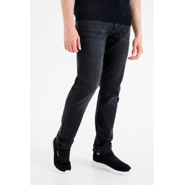 Blugi relaxed fit cu talie medie - Negru carbon