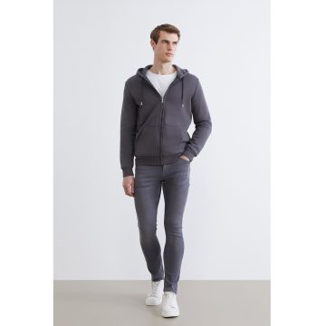 Blugi skinny cu talie medie - Gri inchis