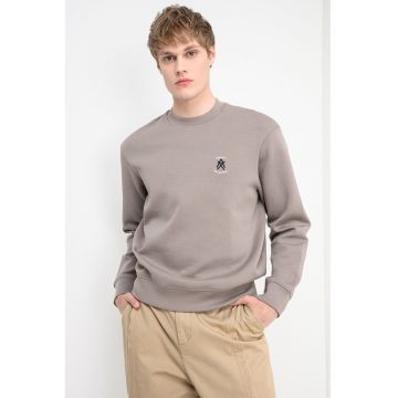 Bluza de trening cu decolteu la baza gatului - Maro taupe