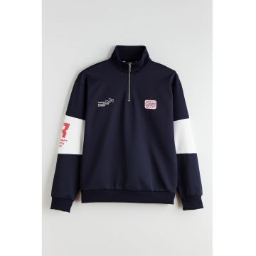 Bluza lejera de trening cu fermoar scurt - Bleumarin