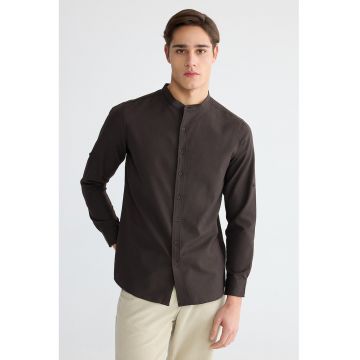 Bluza uni cu guler tunica - Maro inchis