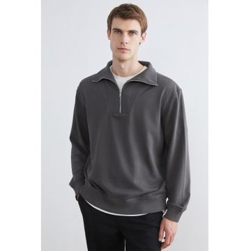 Bluza uni de trening din amestec de bumbac - Gri melange