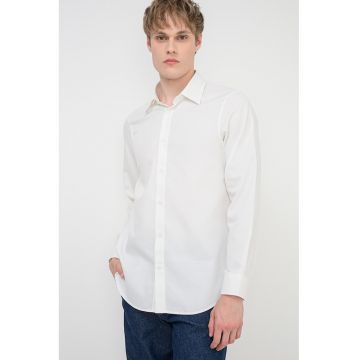 Camasa din amestec de bumbac cu model uni - Alb murdar