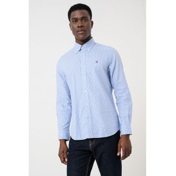 Camasa in carouri cu guler Oxford - Alb/Albastru pastel