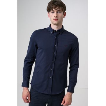 Camasa slim fit cu guler cu nasturi - Albastru ultramarin