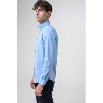 Camasa slim fit cu logo pe piept - Albastru deschis