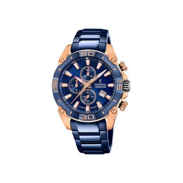 Ceas barbatesc  F20711/1 Quartz Rose gold - Albastru