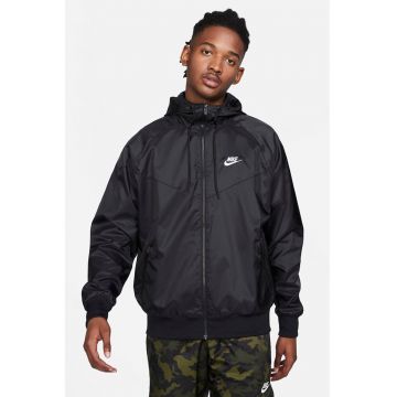 Jacheta cu gluga si aspect contrastant Windrunner - Negru