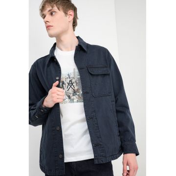Jacheta de denim cu nasturi - Bleumarin