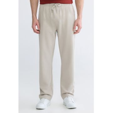 Pantaloni de trening cu croiala dreapta si snur - Alb murdar