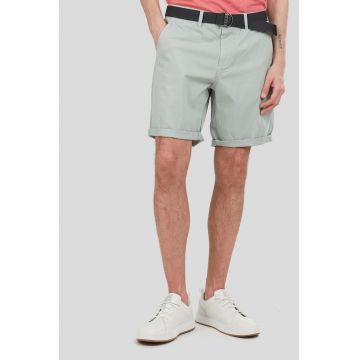 Pantaloni scurti chino cu croiala regular-fit si curea in talie North - Verde menta