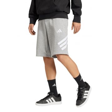 Pantaloni scurti cu imprimeu monograma si snur - Alb/Gri deschis