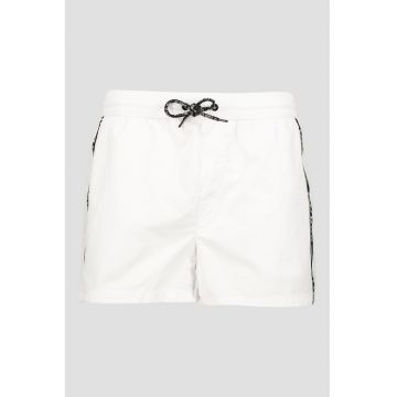 Pantaloni scurti de baie cu benzi logo laterale - Alb