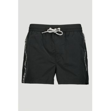 Pantaloni scurti de baie cu benzi logo laterale - Negru