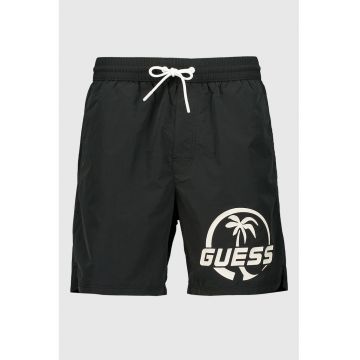 Pantaloni scurti de baie cu imprimeu logo - Negru