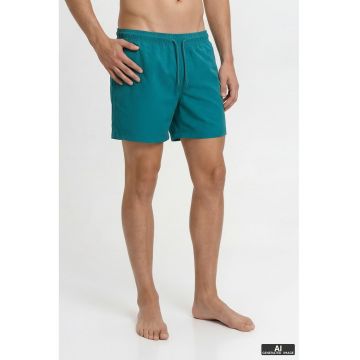 Pantaloni scurti de baie cu imprimeu logo - Verde persan