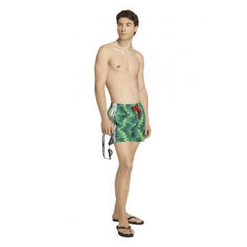 Pantaloni scurti de baie cu imprimeu si snur - Alb/Verde/Verde fistic