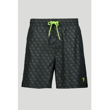 Pantaloni scurti de baie cu model monograma - Gri antracit