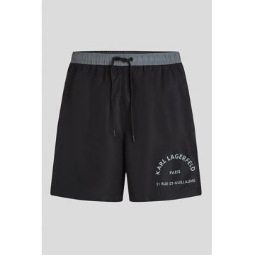 Pantaloni scurti de baie cu snur de ajustare in talie - Negru/Gri