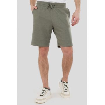 Pantaloni scurti de trening cu croiala regular-fit si snur Delon - Verde feriga