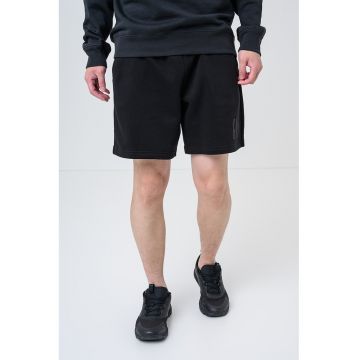 Pantaloni scurti din amestec de bumbac cu imprimeu logo - Negru