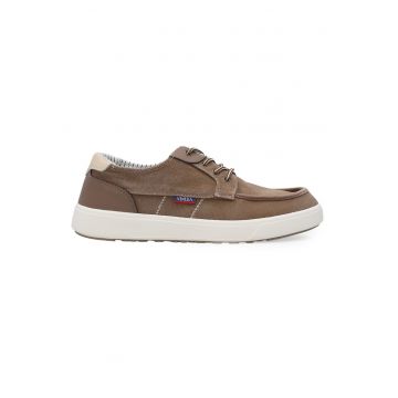 Pantofi casual din material textil cu detaliu din piele