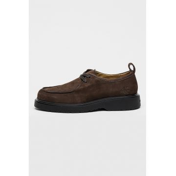 Pantofi derby de piele intoarsa - Maro inchis