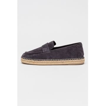 Pantofi loafer de piele intoarsa - Gri carbune