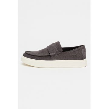Pantofi loafer din piele intoarsa cu logo discret - Gri inchis