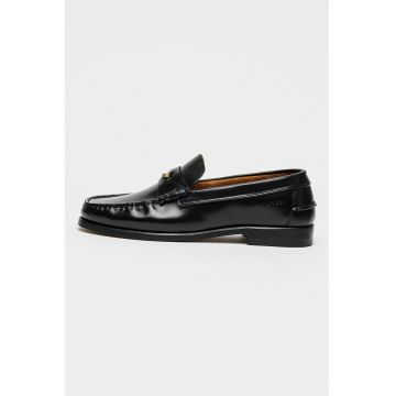 Pantofi loafer Penny din piele - Auriu/Maro inchis