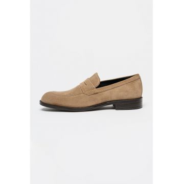 Pantofi loafer penny din piele intoarsa Tayil - Bej inchis