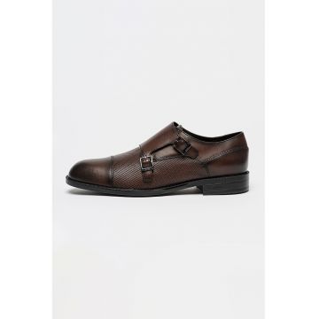 Pantofi monk din piele Tayil - Maro inchis
