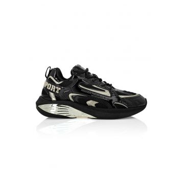 Pantofi sport cu insertii din piele ecologica - Auriu/Negru